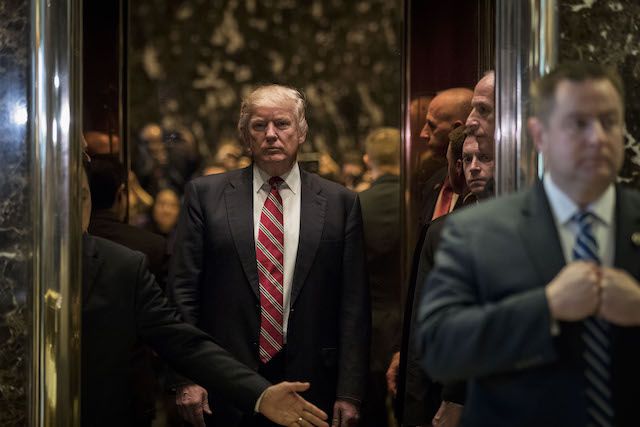 President Trump entering the elevator at Trump Tower in January days before his inauguration.